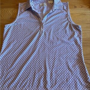 Women’s E/P Pro tech Sleeveless Golf Polo M Pink/ Black Chain Link Pattern